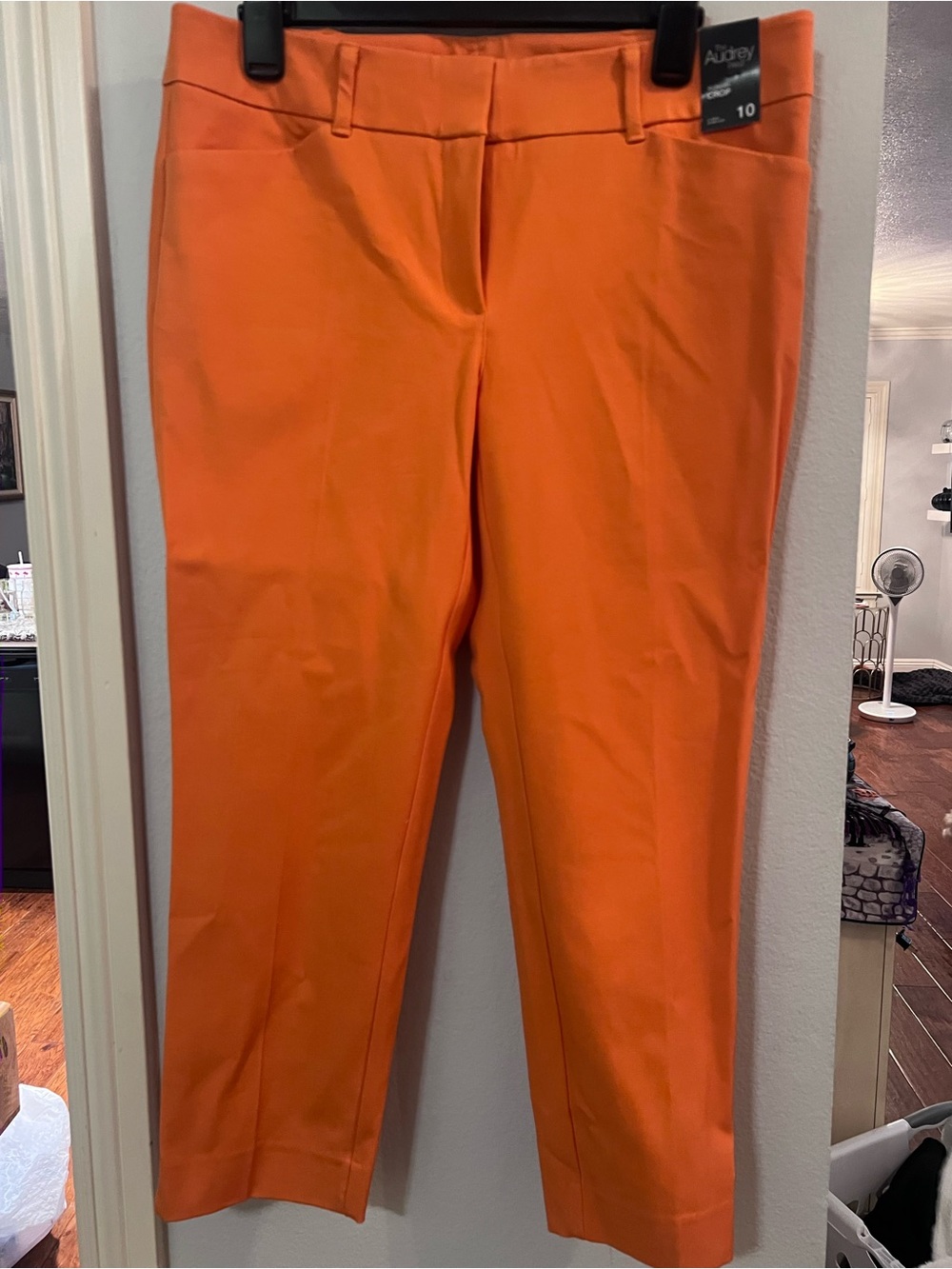 New York & Company Orange Cropped Straight-Leg Pants